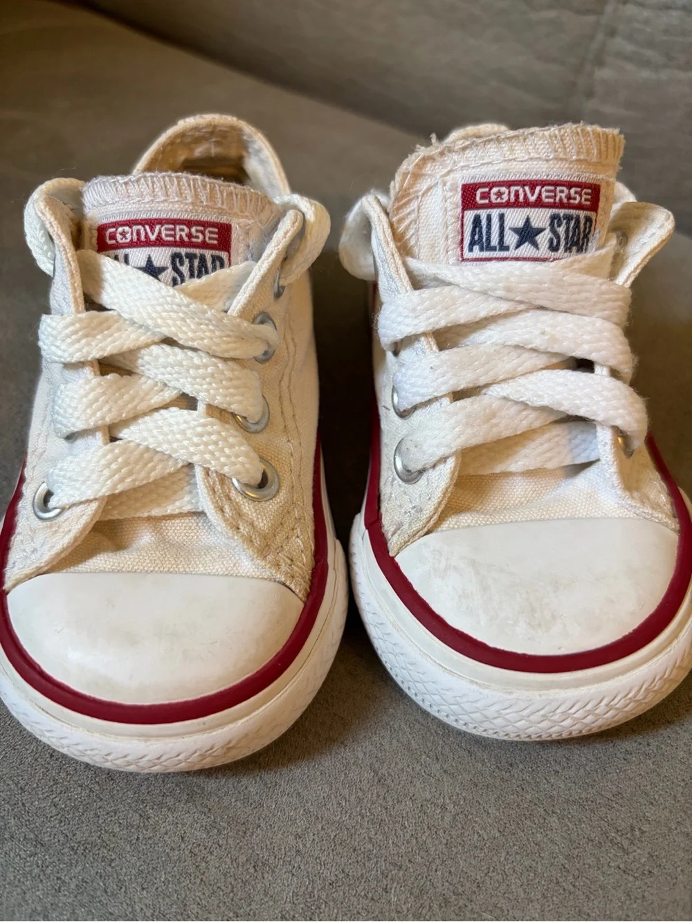 Converse Kids White Canvas Sneakers with Red Trim